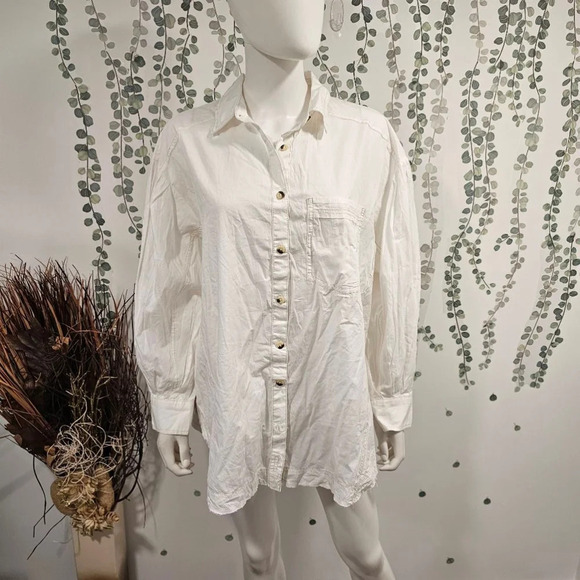 Free People Happy Hour Solid Poplin Top Sz S - Picture 5 of 13